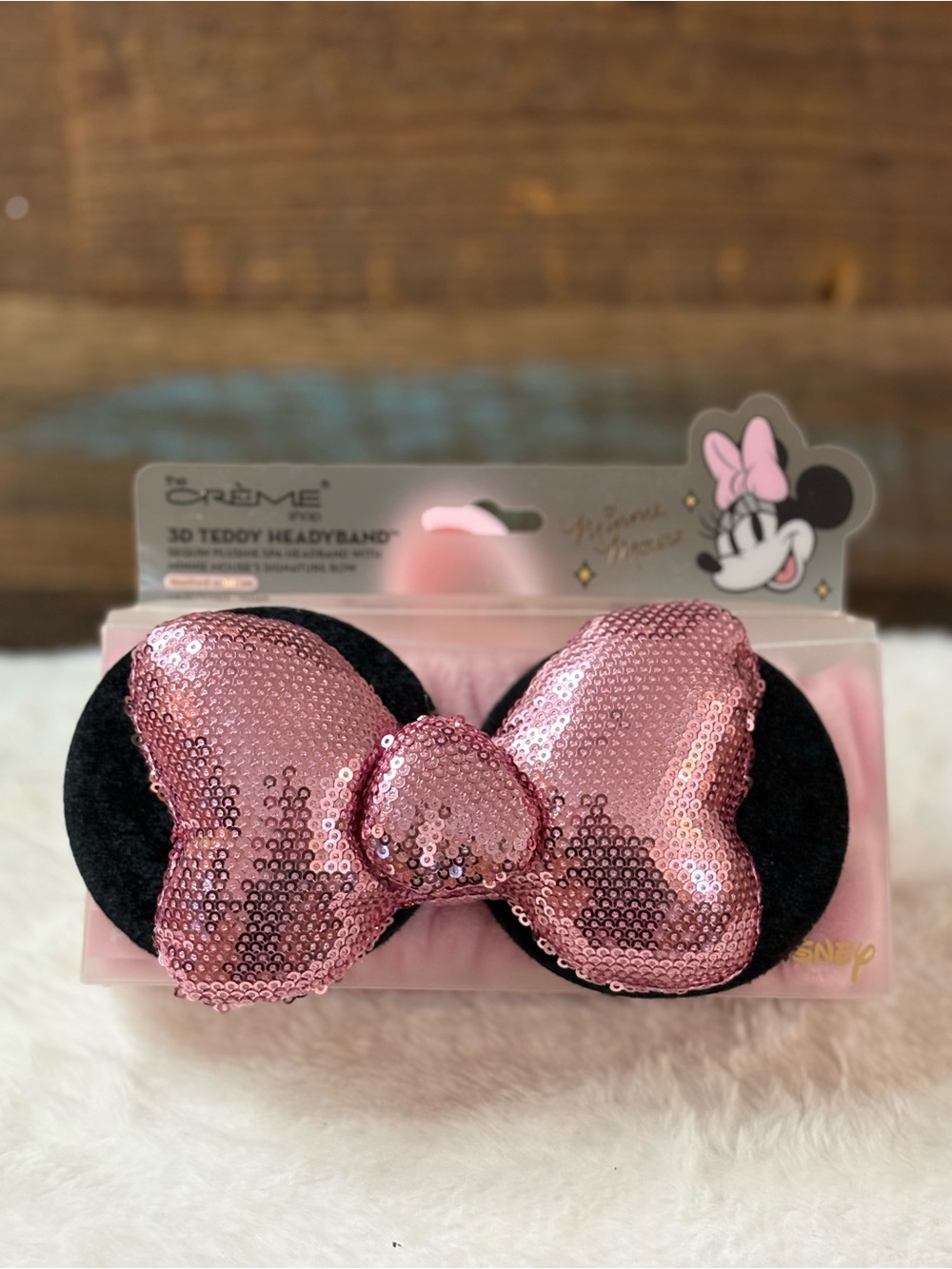 x Minnie Mouse Pink Sequin Bow Kids Headband